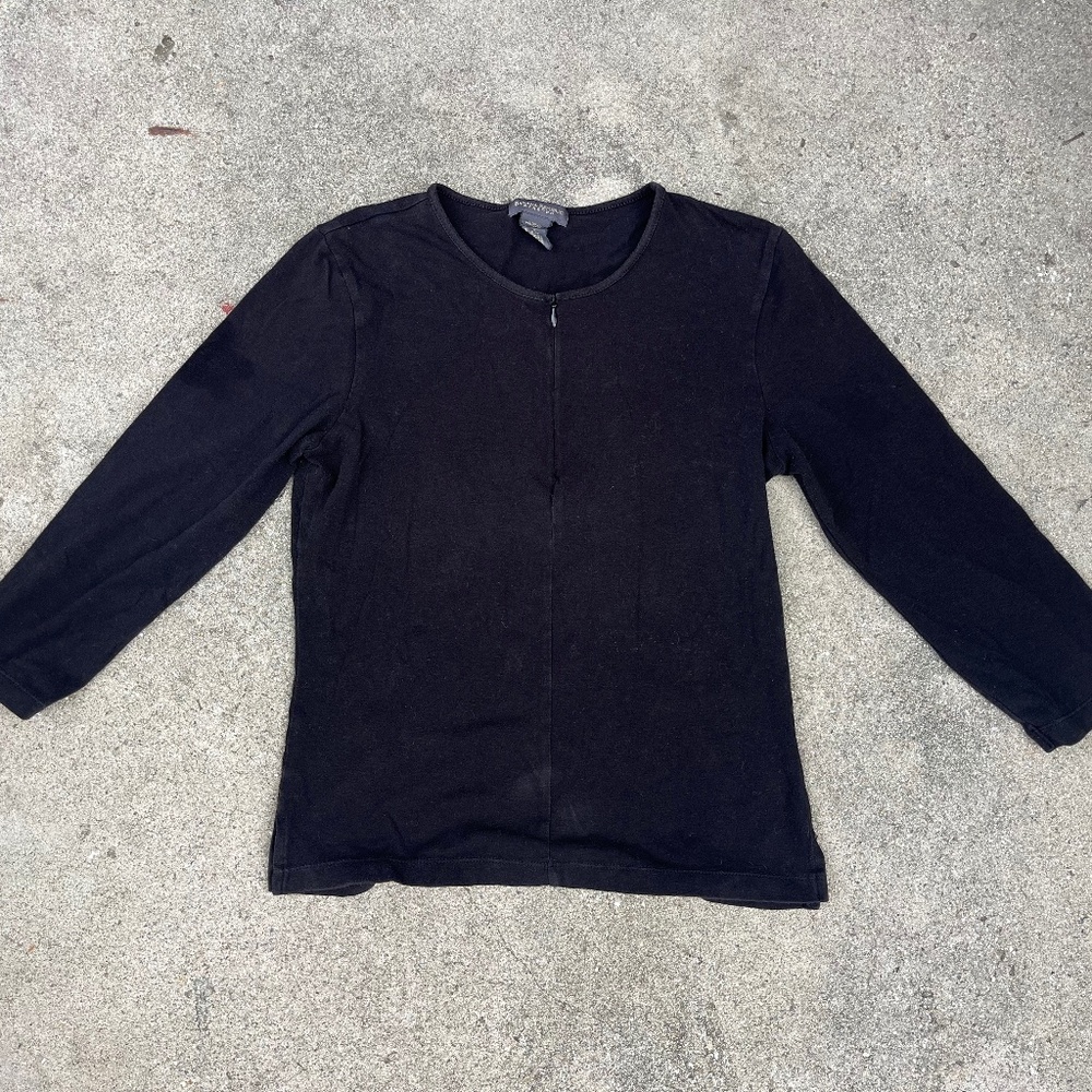 90s Banana Republic 3/4 sleeve ballet tee black boatneck s m small medium cotton